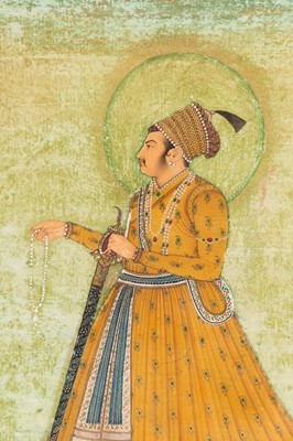 Lot 1318 - AN INDIAN MINIATURE PAINTING OF A MAHARAJA