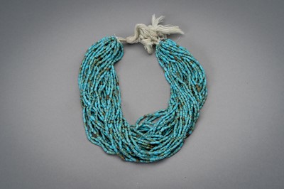 Lot 1363 - A BACTRIAN TURQUOISE BEAD NECKLACE
