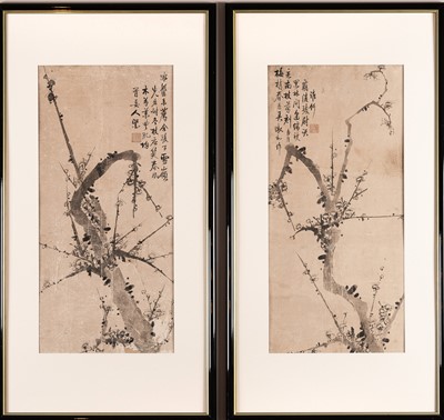 TWO CHINESE PAINTINGS WITH POEMS, QING DYNASTY