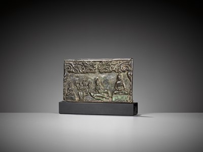 Lot 264 - A FINE BRONZE PLAQUE WITH BUDDHAS AND BODHISATTVAS