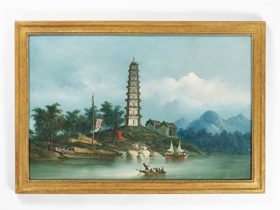 Lot 208 - ‘THE NINE TIERED PAGODA AT WHAMPOA ANCHORAGE ON PEARL RIVER’, CHINESE SCHOOL, CIRCA 1860