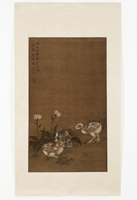 Lot 200 - ‘THREE CHICKS’, BY SHEN QUAN (1682-1760), DATED 1757