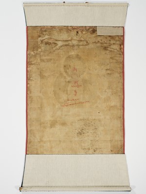 Lot 185 - A THANGKA OF RED AMITAYUS, TIBET, 16TH CENTURY