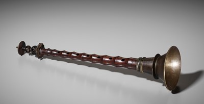 Lot 130 - A BRASS AND WOOD OBOE, HAIDI, 18TH-19TH CENTURY