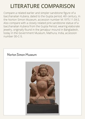 Lot 190 - A RARE BACCHANALIAN KUBERA, GUPTA EMPIRE, PINK SANDSTONE