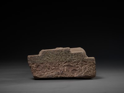 Lot 190 - A RARE BACCHANALIAN KUBERA, GUPTA EMPIRE, PINK SANDSTONE