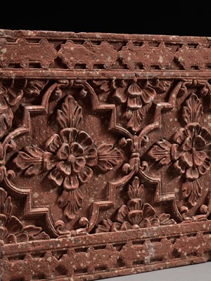Lot 693 - A MUGHAL RED SANDSTONE PANEL, NORTHERN INDIA, 17TH-18TH CENTURY