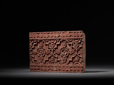 Lot 693 - A MUGHAL RED SANDSTONE PANEL, NORTHERN INDIA, 17TH-18TH CENTURY