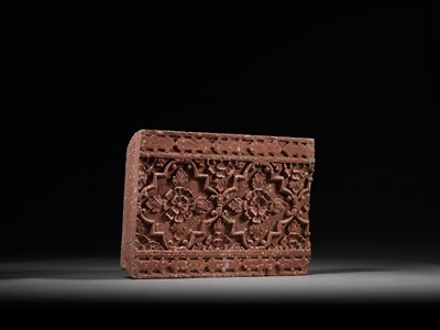 Lot 693 - A MUGHAL RED SANDSTONE PANEL, NORTHERN INDIA, 17TH-18TH CENTURY