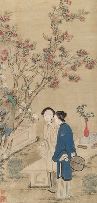 Lot 567 - ‘LADIES IN THE PALACE GARDEN’, IMPERIAL SCHOOL, QING DYNASTY