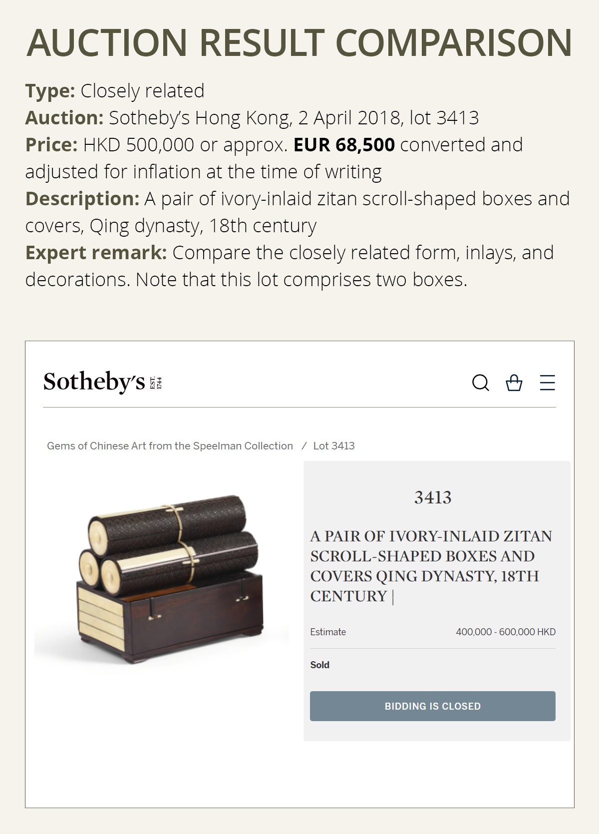 Lot 17 - AN IMPERIAL SCROLL-SHAPED ZITAN BOX AND COVER,