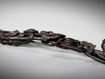 Lot 132 - A ZITAN WOOD ‘LOTUS’ RUYI SCEPTER, PROBABLY IMPERIAL