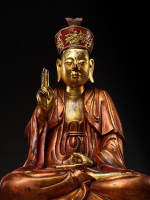 Lot 239 - A LARGE GILT-LACQUERED WOOD FIGURE OF A BODHISATTVA, VIETNAM, 17TH-18TH CENTURY