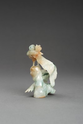 Lot 171 - A JADEITE FIGURE OF A PHOENIX AND MAGPIE