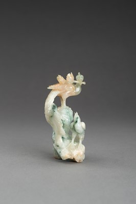 Lot 171 - A JADEITE FIGURE OF A PHOENIX AND MAGPIE