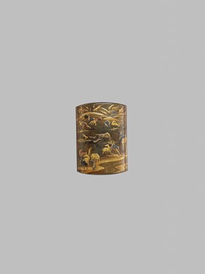 Lot 175 - KAJIKAWA: A GOLD LACQUER FOUR-CASE INRO WITH SEVENTY HORSES