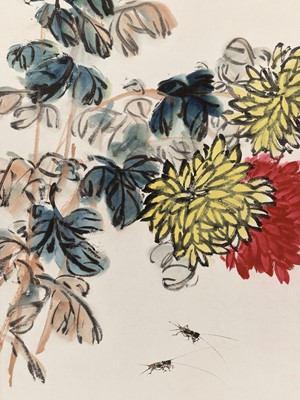 Lot 207 - ‘CHRYSANTHEMUM AND CRICKETS’ BY QI BAISHI (1864-1957), DATED 1951