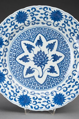 Lot 709 - A PAIR OF BLUE AND WHITE FLORAL PORCELAIN DISHES, 1930s