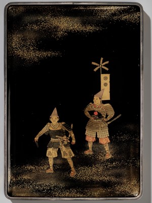 Lot 21 - SHISEN: A MAGNIFICENT LACQUER SUZURIBAKO DEPICTING THE GION MATSURI WITH YAMABOKO FLOATS