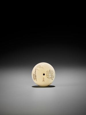 Lot 133 - KOJU: A FINE MANJU NETSUKE OF A BOY AS AN OX HERDER