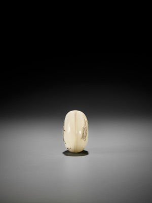 Lot 133 - KOJU: A FINE MANJU NETSUKE OF A BOY AS AN OX HERDER