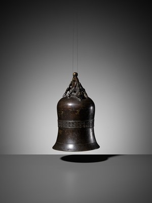 Lot 482 - A BRONZE TEMPLE BELL, LATE MING TO EARLY QING DYNASTY