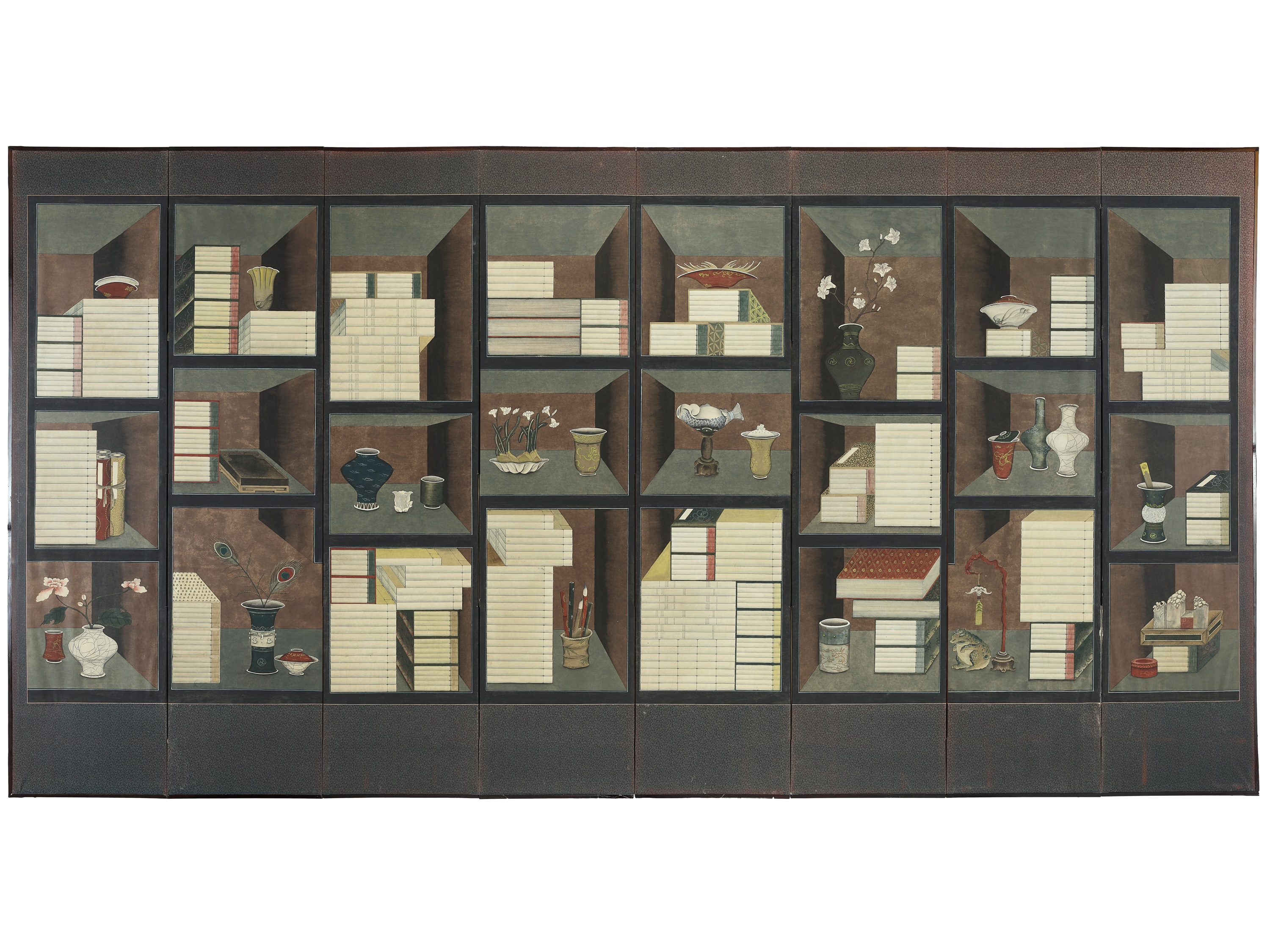 Lot 201 - A ‘CHAEKGORI’ EIGHT-PANEL SCREEN, JOSEON