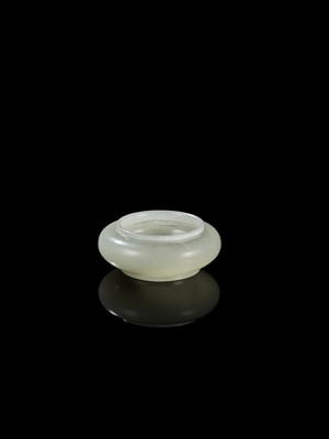 Lot 96 - A SMALL WHITE JADE MINIATURE WATER POT, 18TH CENTURY
