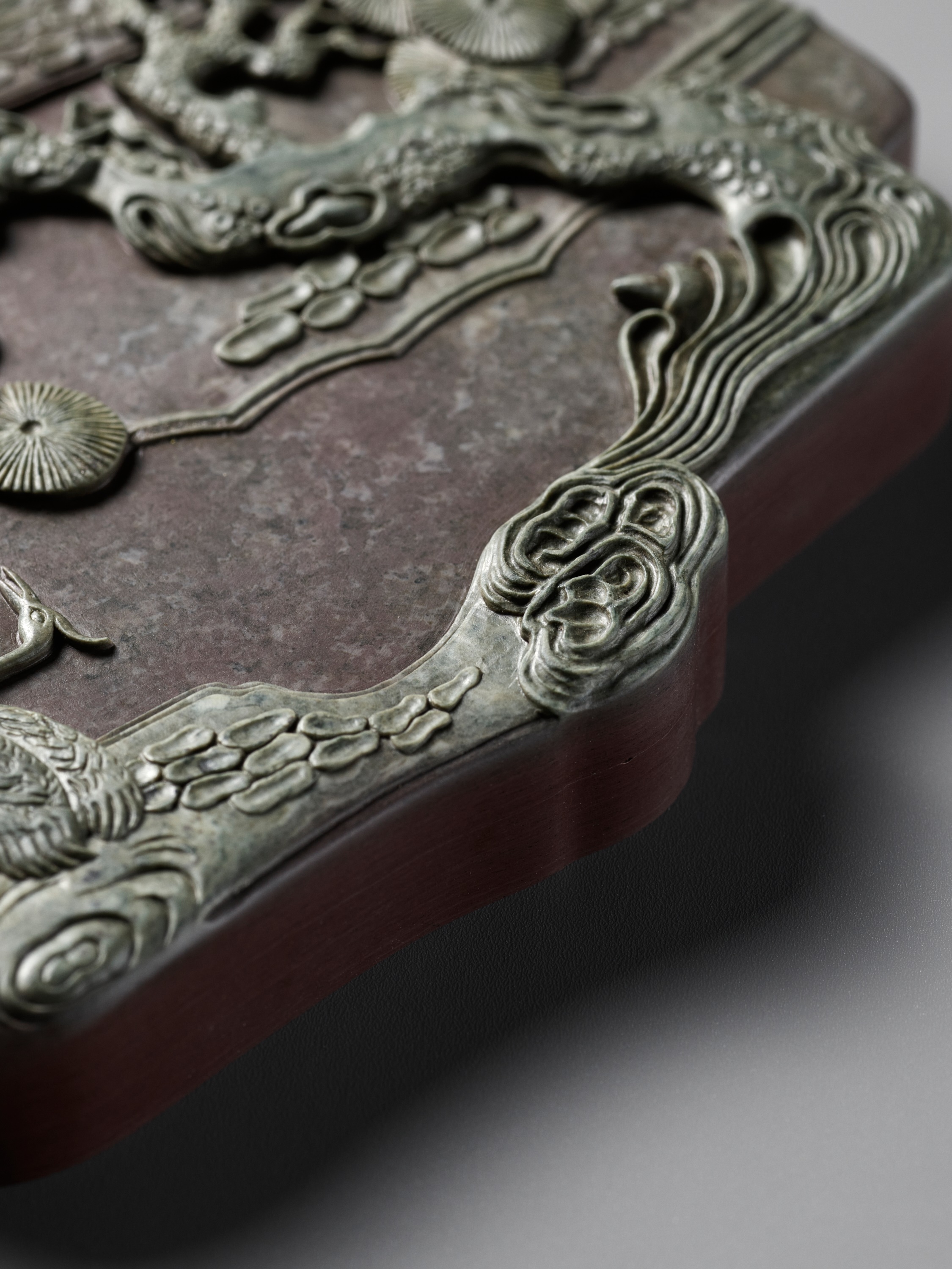 Lot 26 - A SONGHUA INK STONE, BOX AND COVER, QIANLONG