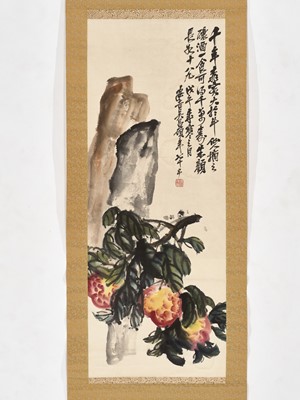 Lot 280 - MANNER OF WU CHANGSHUO (1844-1927), PEACHES IN THEIR FOLLIAGE