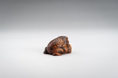 Lot 1467 - A BOXWOOD NETSUKE OF A FROG