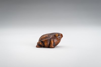 Lot 1467 - A BOXWOOD NETSUKE OF A FROG