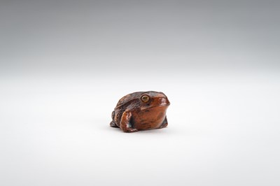 Lot 1467 - A BOXWOOD NETSUKE OF A FROG