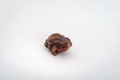 Lot 1467 - A BOXWOOD NETSUKE OF A FROG