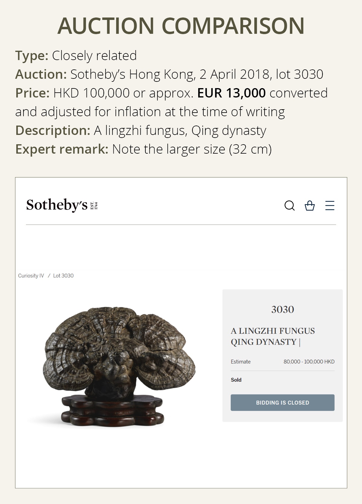 Lot 291 - A SMALL LINGZHI FUNGUS TABLE SCREEN, QING