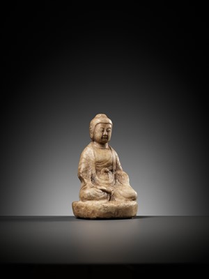 Lot 508 - A MARBLE FIGURE OF BUDDHA, TANG DYNASTY