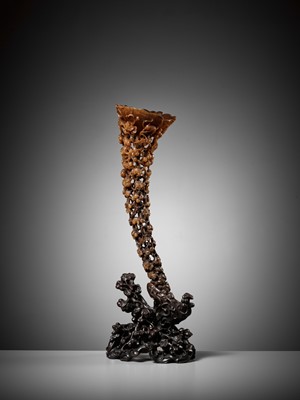 Lot 24 - A LARGE FULL-TIP RHINOCEROS HORN CUP, 19TH CENTURY