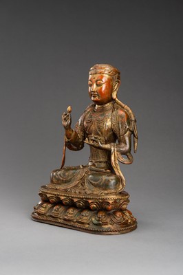 Lot 287 - A LARGE TANG STYLE GILT LACQUERED BRONZE FIGURE OF GUANYIN