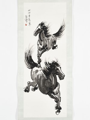 Lot 204 - ‘TWO GALLOPING HORSES’, BY XU BEIHONG (1895-1953), DATED 1948