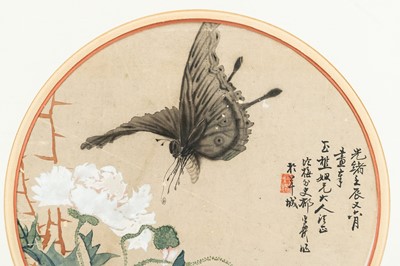 Lot 381 - ‘BUTTERFLY AND PEONY’, BY LENGMEI WAISHI, DATED 1892