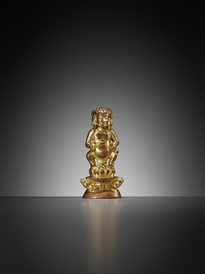 Lot 534 - A GILT COPPER ALLOY COMPOSITE IMAGE OF VAJRAPANI AND KUBERA, TIBETAN IMPERIAL PERIOD REVIVAL SCHOOL, 17TH-18TH CENTURY OR EARLIER