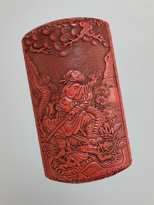 Lot 322 - A FINE TSUISHU FOUR-CASE LACQUER INRO WITH CHORYO AND KOSEKIKO, WITH EN SUITE NETSUKE AND OJIME