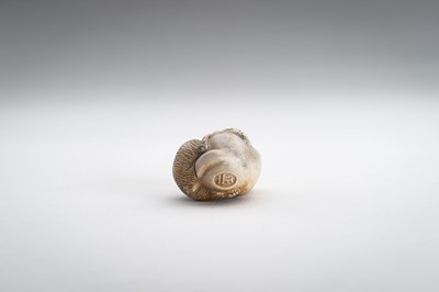 Lot 1570 - MASAKAZU: A HIRADO PORCELAIN NETSUKE OF TWO PUPPIES PLAYING