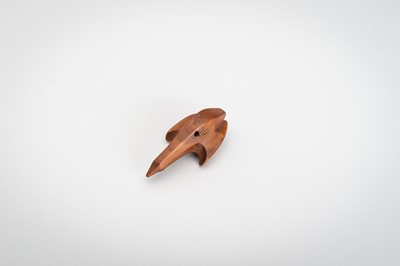 Lot 1512 - SUKETOMO: A HIDA SCHOOL ITTOBORI WOOD NETSUKE OF A BIRD