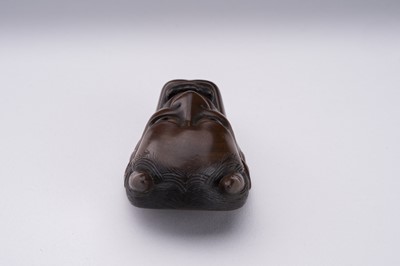 Lot 1510 - NAOAKI: A BOXWOOD MASK NETSUKE OF HANNYA