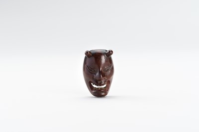 Lot 1504 - DEME UMAN: A WOOD MASK NETSUKE OF HANNYA NAMANARI