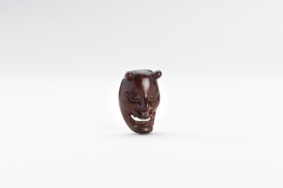 Lot 1504 - DEME UMAN: A WOOD MASK NETSUKE OF HANNYA NAMANARI