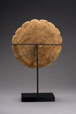 Lot 849 - A CARVED WOOD BUDDHIST ‘LOTUS’ MEDALLION