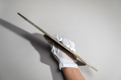 Lot 774 - A FINE MOTTLED JADE DAO BLADE, QIJIA CULTURE