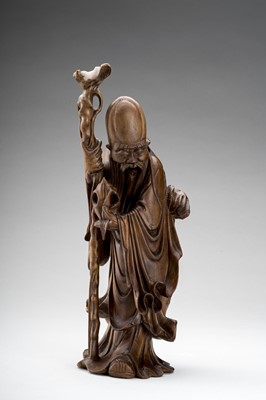 A CARVED WOOD FIGURE OF SHOULAO, c. 1900s